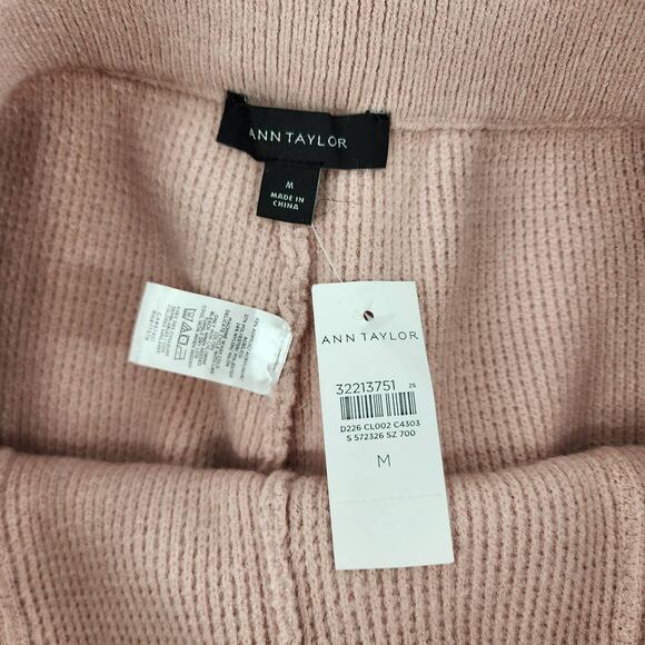 Ann Taylor Joggers M Waffle Knit Sweater Pull On Pants Lounge High Rise Pink NEW - Picture 5 of 12